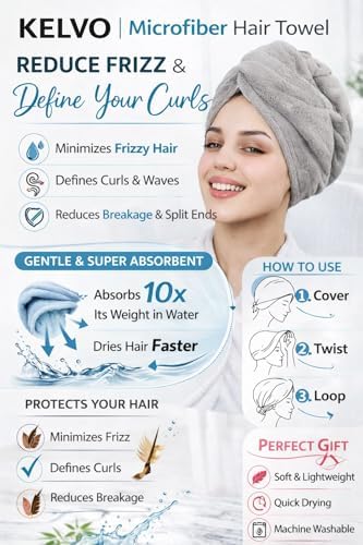 KELVO Microfiber Hair Towel Wrap for Women - Pack of 3, 350 GSM Super Absorbent Quick Dry Hair Turban, Anti-Frizz Head Wrap for Curly, Long & Thick Hair, Soft Hair Drying Towel (Pink, Mixed Style) - Image 5