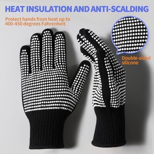 Teenitor 2 Pcs Heat Resistant Gloves With Silicone Bumps, Heat Resistant Gloves For Sublimation, Heat Protection For Hair Styling White - Image 2