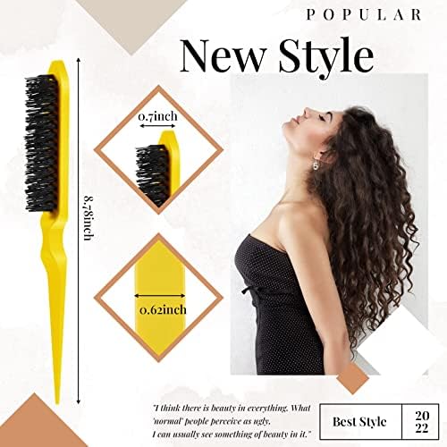 Geiserailie 3 Pcs Slick Back Hair Brush Set Bristle Brush, Yellow - Image 5