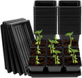 3.5in 50Pcs Black Square Nursery Pots with 5Pcs Plastic Seed Starting Trays by NNG
