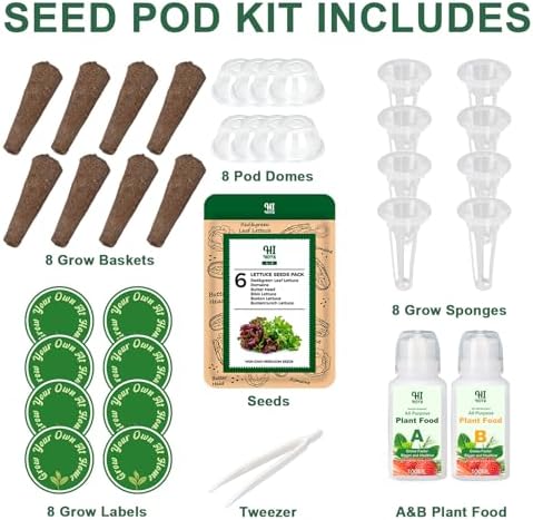 Lettuce Seed Pod Kit Included Romaine, Bibb Lettuce, Boston Lettuce, Red&Green Leaf, Grow Anything Seed Starter Pod Kit for Hydroponics Growing System with Plant Food and Accessories (8-Pod) - Image 3