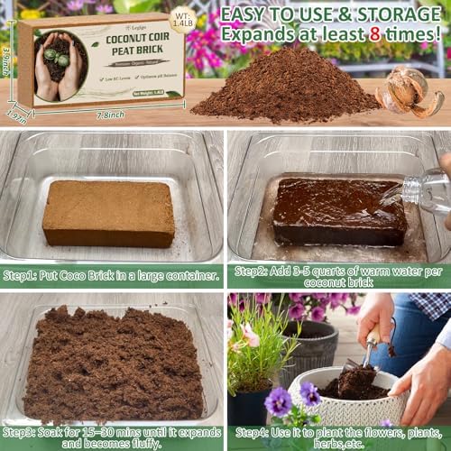 Legigo 2 Pack Coco Coir Bricks for Plants- 100% Organic Coconut Coir Soil - Image 4