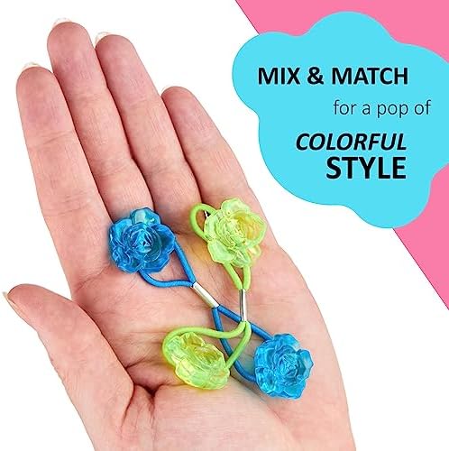 EXPRESSIONS Hairband 24-Piece Rose Twin Bead Ponytail Hair Elastics, Girls Value Pack - Image 4