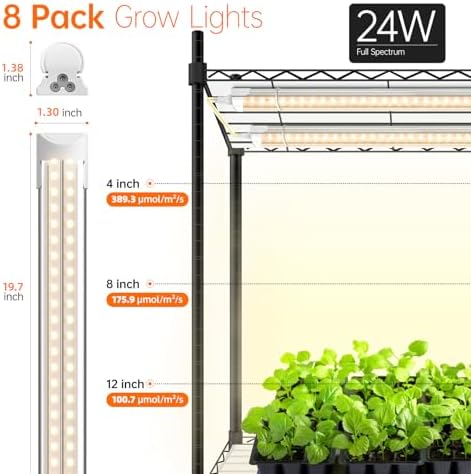 DIY Plant Shelf with Grow Light, Adjustable, 29.5x13.8x70.9in - Image 3