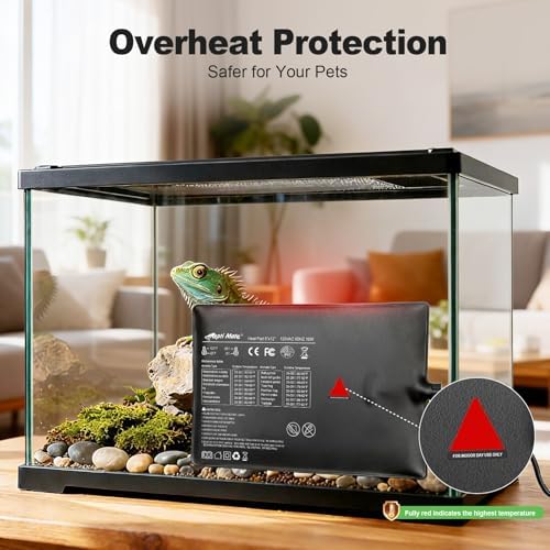 Reptile Heating Pad with Internal Sensor&Thermostat, 8" x 12" 16W Under Tank Heater Mat for 10-40 Gallon Tanks, IP67 Waterproof Safe Heat for Turtles, Bearded Dragons, Snakes, Lizards and Seedling - Image 4
