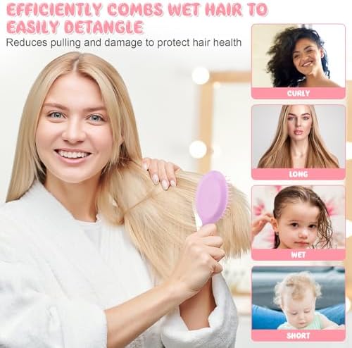 HOFASON Bridesmaid Gift Bachelorette Party Favors,16 PCS Mini Wet Hair Brush Travel for Stocking Stuffers, Teen Girls Gift, Small Hair Brush for Pockets, Women Girl Detangling Travel Mini Brush - Image 6