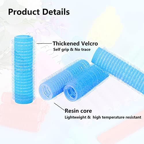 24PCS Self Grip Heatless Roller Set for Pro Salon Hairdressing and DIY Hairstyling - Medium Short Hair Curlers with Rat Tail Comb (0.8in, Light Blue) - Image 3