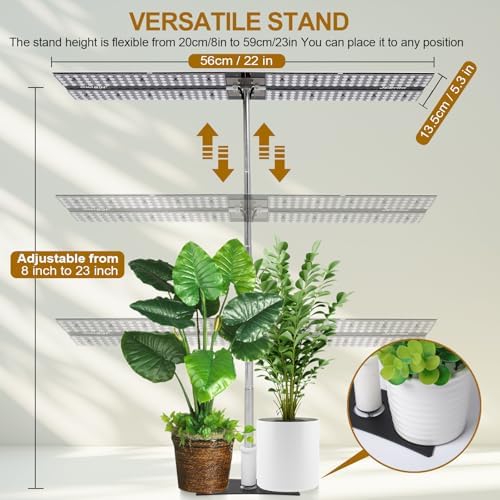 JCBritw 200W LED Grow Light on Stand for Indoor Plants, Desktop Plant Growing Lamp Full Spectrum with UV IR, 90 Degree Lens Tabletop Plant Light for Seed Starting, Seedlings, Veg, Fruits and Flower - Image 5