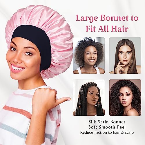 2pcs Satin Silk Hair Bonnet for Sleeping, Sleep Bonnets for Women - Image 4