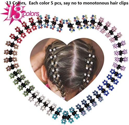 ANBALA 65pcs Mini Hair Clips No-Slip Grip Small Claw Clips Glitter Teeth Clips Rhinestone Hair Clips Metal Clamps Flower Hair Accessories for Women Girls (Mix Color) - Image 5