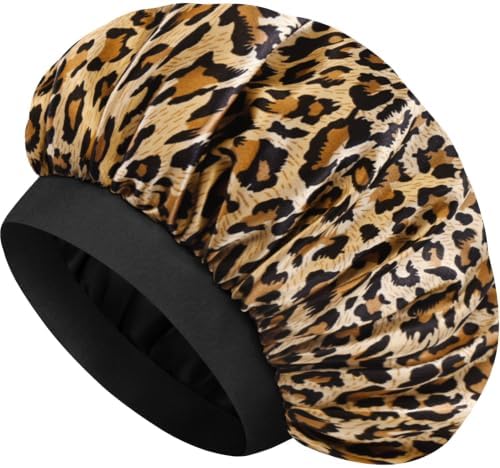 Satin Silk Bonnet for Hair, Double Layer Sleep Cap for Men & Women by Doitory