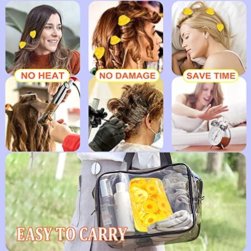 JANYUN 40 Pcs Yellow Silicone Hair Rollers (Including 20pcs Large & 20pcs Small Heatless Hair Curlers) - Image 4
