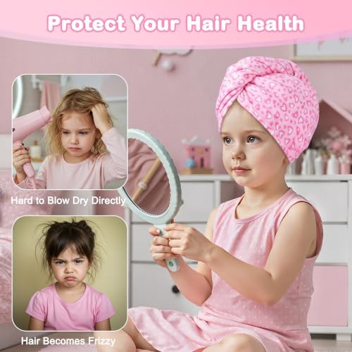 FIOBEE Microfiber Hair Towel Wrap for Kid Girls Rapid Drying Hair Turbans - Image 3