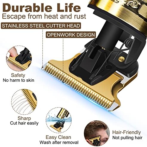YOGINGO Professional Hair Trimmer for Men, Cordless Rechargeable Beard Trimmer Hair Clippers for Men, Metal Body Cutting Grooming Kit, Beard Shaver Barbershop, Bronze - Image 4