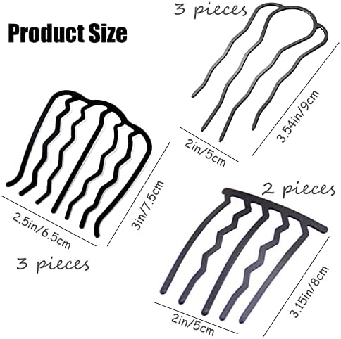 8 Pieces Hair Side Combs, Metal Hair Fork Clip Hair Pins for Buns Hair Updo U-Shape Hair Sticks for Women Hair Styling Tool Accessories - Image 4