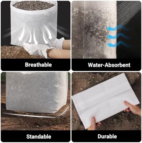 Fabric Grow Bags - 15x18.9 inches Breathable Seed Starter Plant Grow Bags for Seedling Pots, Nursery Pots for Plants, 40pcs - Image 4