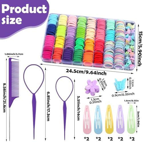 Hair Accessories for Girls - 360 Pieces Toddler Elastic Hair Ties, Hair Clips, and Hair Tail Tools in 31 Colors - Image 2