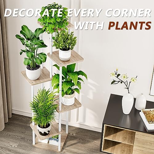 AZERPIAN 6 Tier Tall Plant Stand Indoor Corner Tiered Shelf Metal MDF Board - Image 5