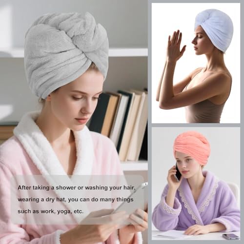 Microfiber Hair Drying Towel Wrap,Hair Turbans Towel for Wet Hair - Image 6