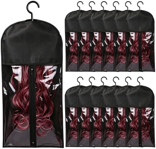 12PCS Wig Storage Hair Extensions Holder Black Color by NEYQ