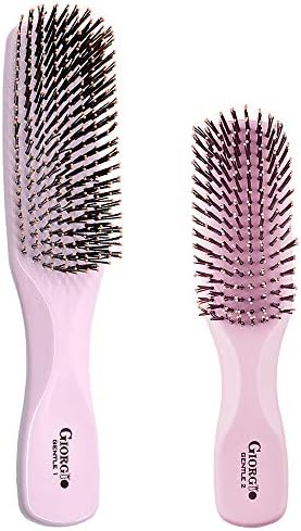 Giorgio Gentle Pink Hair Brush Set – Gift for Women, 2 Detangler Brushes (6.25" & 7.75"), Scalp Massager, Travel Hair Brush, Sensitive Scalp, All Hair Types by GiorgioHairBrushesCombs