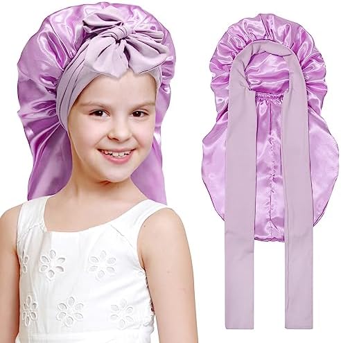 AWAYTR Kids Bonnets for Girls - Satin Long Hair Braid Bonnet for Sleeping by AWAYTR