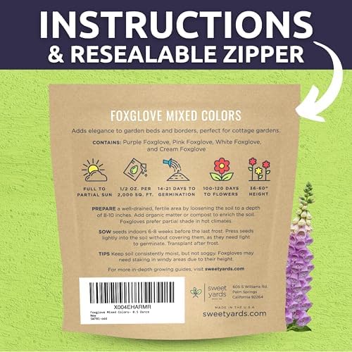 Foxglove Mixed Colors - Large 1/2 Ounce Packet - 125,000 Flower Seeds for Planting - Digitalis purpurea - Image 4