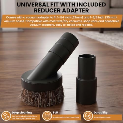 1.5" Round Soft Horse Hair Vacuum Dust Brush with 32-35mm Adapter - Image 6