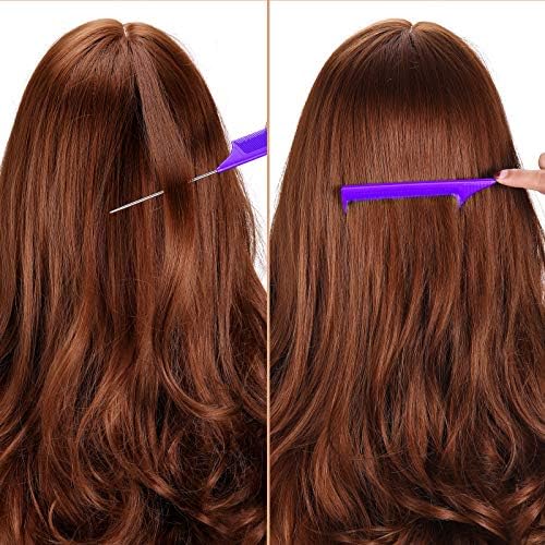 Leinuosen 3 Pack Rat Tail Comb Carbon Fiber,Purple - Image 3
