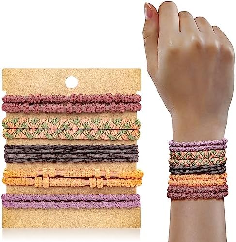 KANPRINCESS Hair Tie Bracelet, 10Pcs Boho Hair Ties For Girls and Women, Elastic Hair Ties, Hair Bands For Ponytails, Ponytail Holder For Daily Life, Sport, Cooking, Working by KANPRINCESS