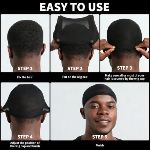 Fandamei 24PCS Black Wig Cap for Men, Hair Nets Stocking Caps, Nylon Wig Caps, Hair Net for Men, Stretchy, Natural, Lightweight Wave Caps for Daily Wear Halloween Cosplay - Image 7