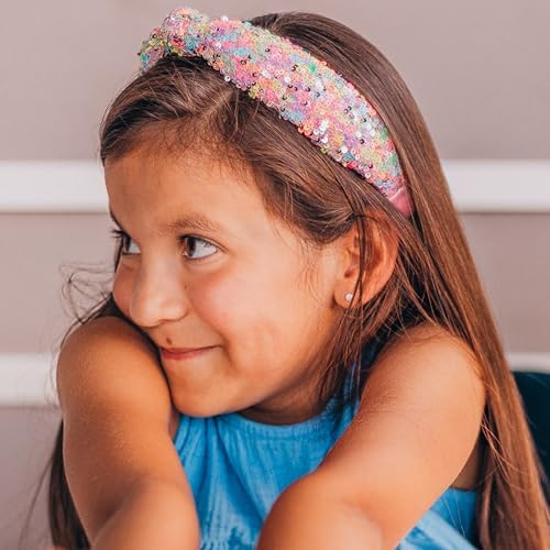 FROG SAC Knotted Headbands for Girls - Rainbow Sequin Knot Head Bands for Kids, Sparkly Toddler Headband, Sparkle Beaded Hair Band Accessories, Easter Basket Fillers Stocking Stuffers - Image 6