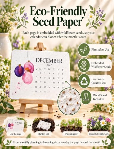 2027 Plantable Seed Calendar with Stand, Eco Wildflower Desk Planner Gift - Image 6