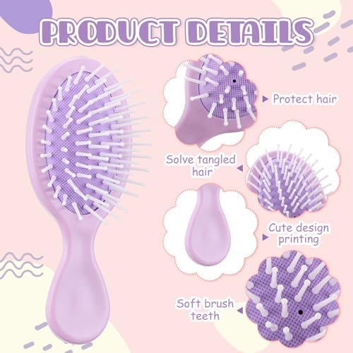 12 Sets Hair Brush Decorating Kit, 5.5" Mini Hair Brush - Image 3