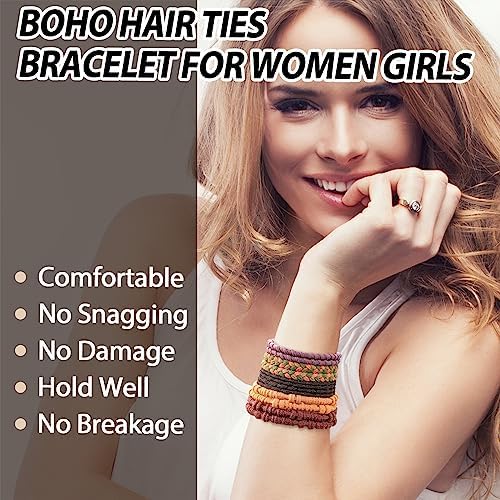 KANPRINCESS Hair Tie Bracelet, 10Pcs Boho Hair Ties For Girls and Women, Elastic Hair Ties, Hair Bands For Ponytails, Ponytail Holder For Daily Life, Sport, Cooking, Working - Image 4