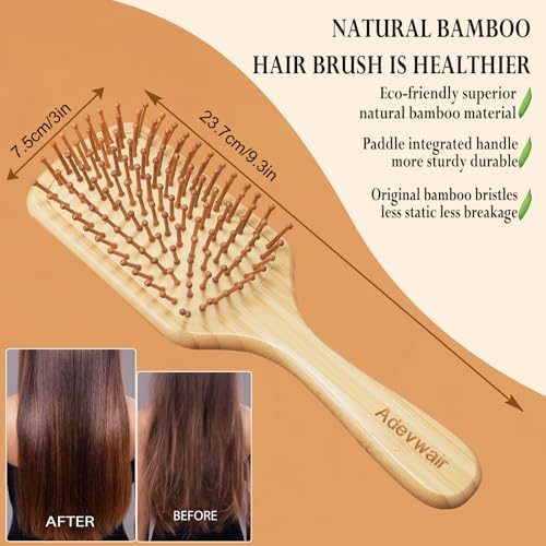 12 Pcs Bamboo Hair Brushes for Women, Bulk Natural Bamboo Bristles Paddle Brush for Scalp Massage, Engraving, Painting, DIY Custom Gifts for Wedding - Image 3