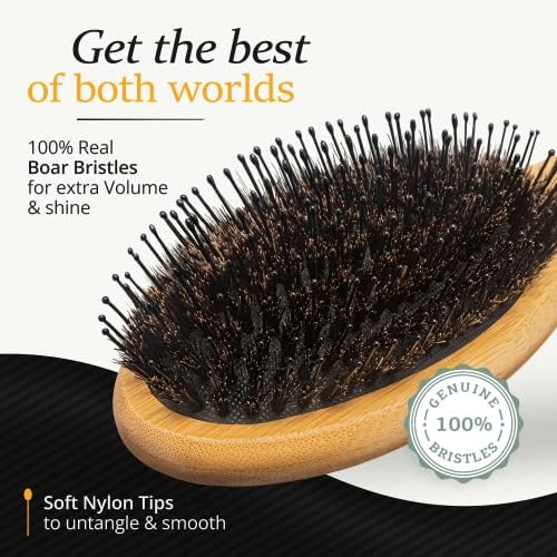 Belula Men's Hair Grooming Set, Boar Bristle and Nylon Pin Brush, Comb, Bag - Image 3