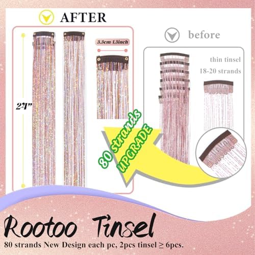 Hair Tinsel Clip in Gold-silver-pink Fairy Hair Tinsel Kit - Image 2