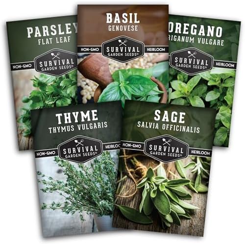 Italian Garden Herb Seeds for Planting, 5 Variety Pack by SurvivalGardenSeeds