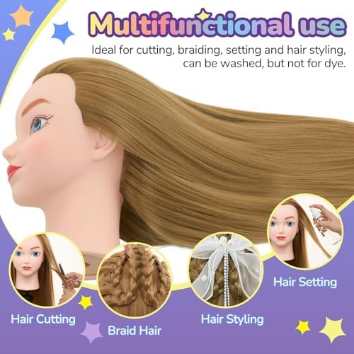 Mannequin Head for Kids - Doll Head for Hair Styling for Kids, Cosmetology Manikin Practice Training Head for Braiding Hairdressing for Girls #27 - Image 2