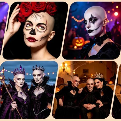 OCTERIC 2/4/6/8/10 Pcs Latex Bald Cap for Halloween, Realistic Bald Cover with Nylon Wig Cap for Cosplay Party Costume Makeup - Image 6