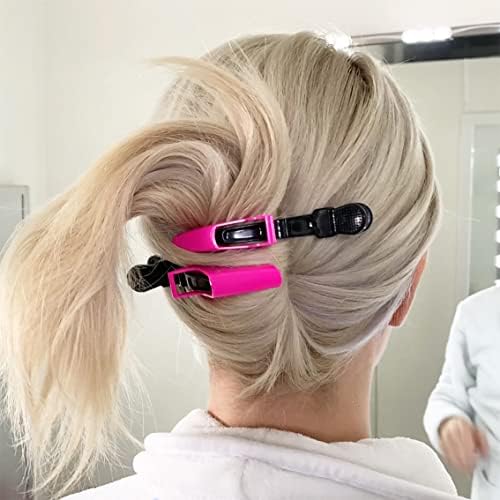 HH&LL Hair Clips for Women - Wide Teeth & Double-Hinged Design Alligator Styling Sectioning Clips of Professional Hair Salon Quality 10Pack (Rose Red) - Image 2