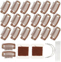 20 Pieces Hair Extension Clips, Light Brown Wig Clip with Needle and Thread by YUXIANG