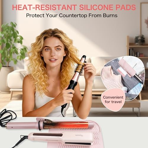 Heysam Curling Wands Pad Mat for Flat Iron Hair Straightener, Rose Red - Image 2