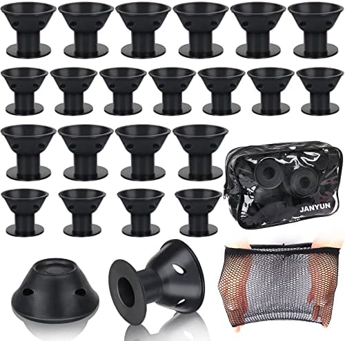 JANYUN 40 Pcs Black Silicone Hair Rollers,Heatless Hair Styling Tools by JANYUN