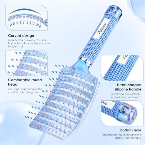 Hair Brush for Women with Hair Clips, Professional Curved Vent Brush for Faster Blow Drying & Detangling for Curly Thick Fine Wet or Dry Hair, Ideal Birthday, Mothers Day, Christmas Gift for Her - Image 2