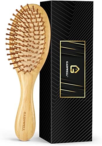 GAINWELL Bamboo Hair Brush for Hair Growth, Natural Bamboo Bristles Detangling Wooden Paddle Hairbrush for Massaging Scalp, for Women Men and Kids, for All Hair Types, with Ergonomic Handle by GAINWELL