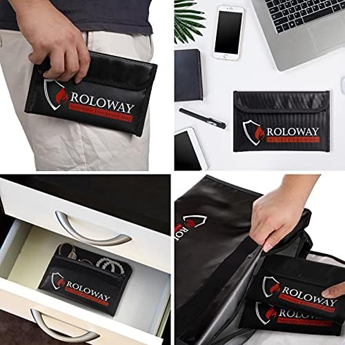 ROLOWAY Small Fireproof Bag (5 x 8 inches), Non-itchy Fireproof Money Bag for Cash, Valuables, Passport, Currency & Keys (2-Pack Black) - Image 6