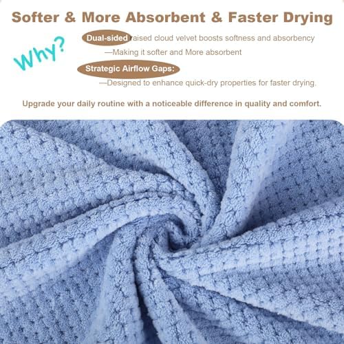 Microfiber Hair Towels, Waffle Hair Towel Set, Super Soft Highly Absorbent, Sturdy Quick Drying Turbans for Long, Thick, Curly Hair (5 Pack, 40" x 20") - Image 6
