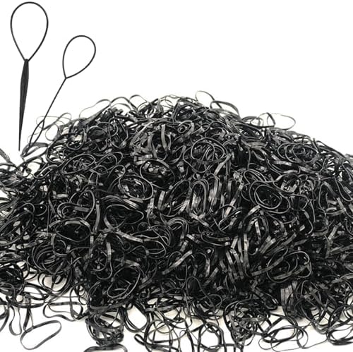Elastic Hair Rubber Bands 2000 PCS Soft Ponytail Elastics Holders Small Hair Ties for Blond Kids Baby Girls Toddler Infants Hair No Crease Damage No Hurt Thin Easy to dismantle Mini TPU Hair Tie Black by Unknown